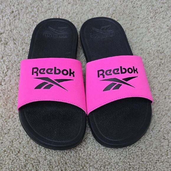 5 For $25 Reebok Neon Pink and Black Sandals - Picture 1 of 4